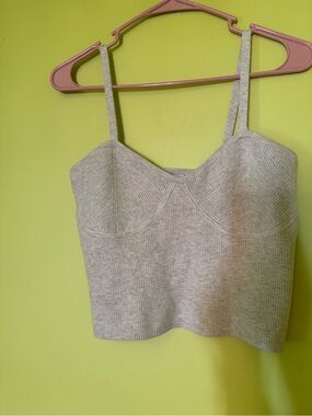 Madewell Corset-Detail Crop Sweater Tank sand